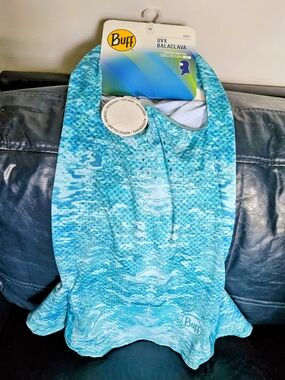 Buff Aqua-Turquoise Water Pattern Neck Gaiter
